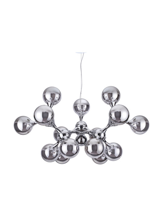 Ideal Lux Nodi Cromo Κρεμαστό Φωτιστικό για 15 Λαμπτήρες E14 Ασημί 105x68x58εκ. 200491